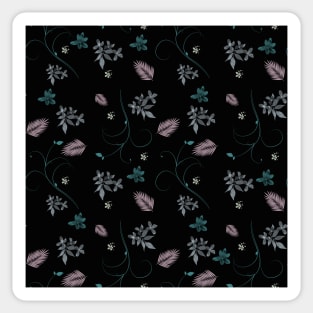 Black romantic floral pattern Sticker